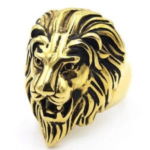 Lion Head Ring – Silver Gold – Stainless Steel