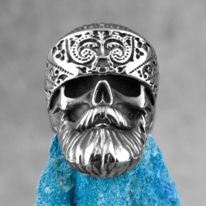 Bearded Biker Skull Ring – Stainless Steel