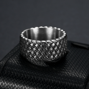 Carbon Fibre Braided Ring – Stainless Steel