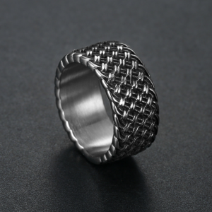 Carbon Fibre Braided Ring – Stainless Steel