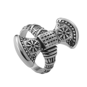 Vegvisir Axe Ring – Stainless Steel