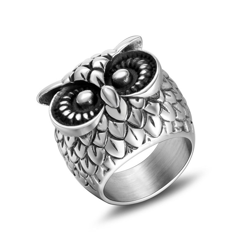 Men's Fashion Retro Owl Titanium Steel Ring - Image 4