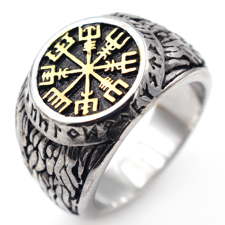 Vintage titanium steel ring symbol ring - Image 4
