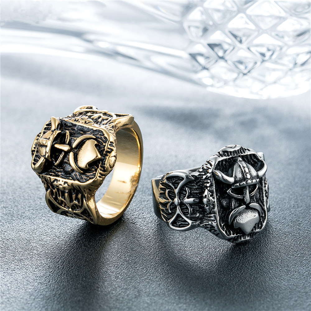 Personalized Retro Nordic Viking Men's Titanium Steel Ring