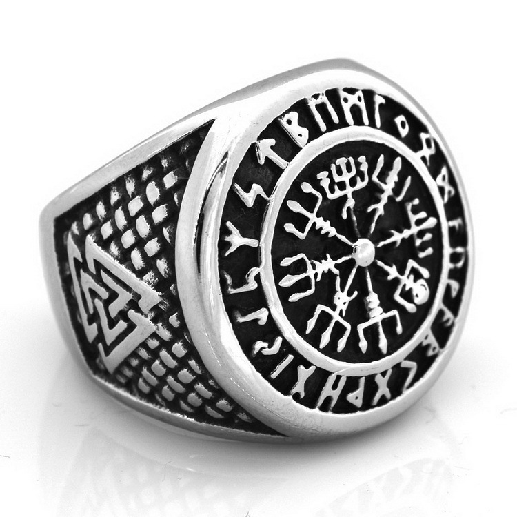 Nordic Viking Symbol Men's Titanium Steel Finger Ring - Image 6
