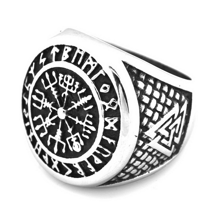 Nordic Viking Symbol Men's Titanium Steel Finger Ring - Image 4