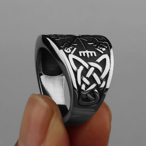 Men’s Creative Viking Compass Rune Titanium Steel Ring