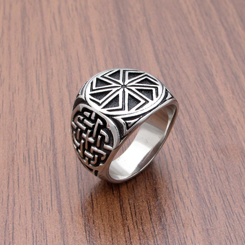 Personalized Retro Nordic Viking Mens Titanium Steel Ring - Image 4