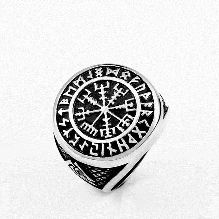 Nordic Viking Symbol Men's Titanium Steel Finger Ring - Image 5