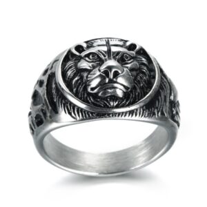 Tiger head lion vintage stainless steel ring