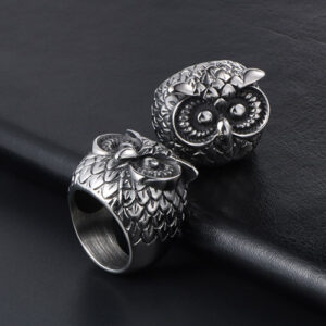 Men’s Fashion Retro Owl Titanium Steel Ring