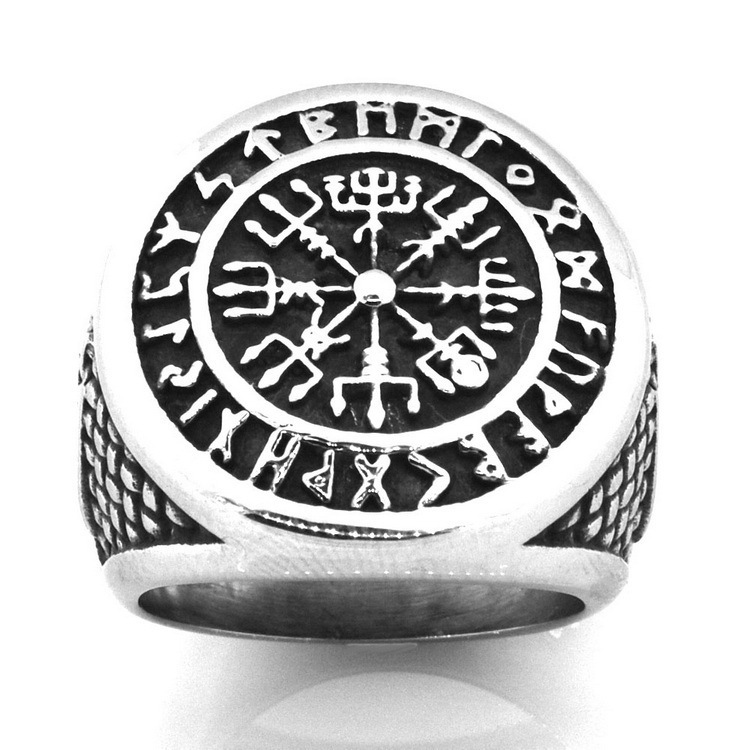Nordic Viking Symbol Men's Titanium Steel Finger Ring - Image 3