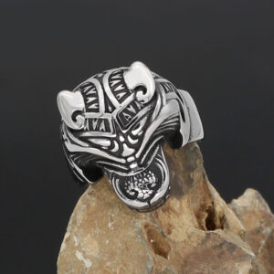Stainless Steel Warrior Celtic Wolf Head Ring