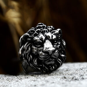 New Vintage Eagle Lion Head Titanium Steel Ring