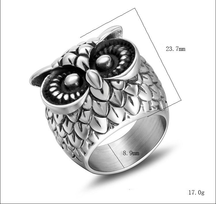 Men's Fashion Retro Owl Titanium Steel Ring - Image 6