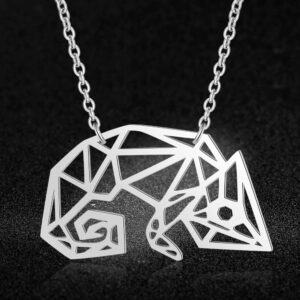 Chameleon Laser Cut Stainless Steel Necklace Origami Animal Ornaments