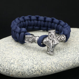 Nordic Men’s Stainless Steel Viking Hammer Bracelet