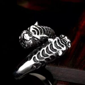 Stainless Steel Men’s Double Tiger Head Ring