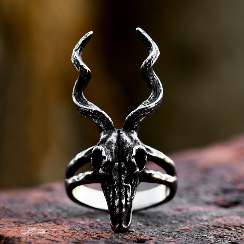 Stainless Steel Casting Sheep Skull Personality Ring - Image 3