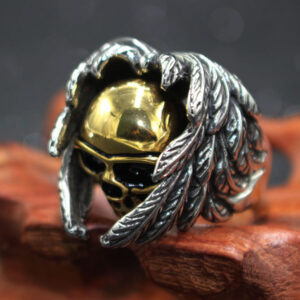 Vintage Titanium Steel Feather Ghost Head Ring