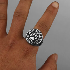 Nordic Viking Rune Bear Claw Titanium Steel Ring