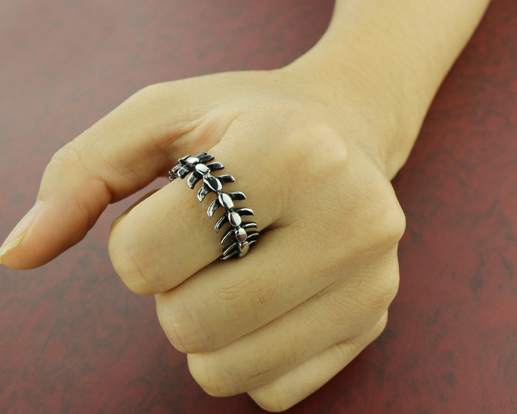 Hot Titanium Stainless Steel Dragon Fish Bone Men's Couple Ring - Image 2