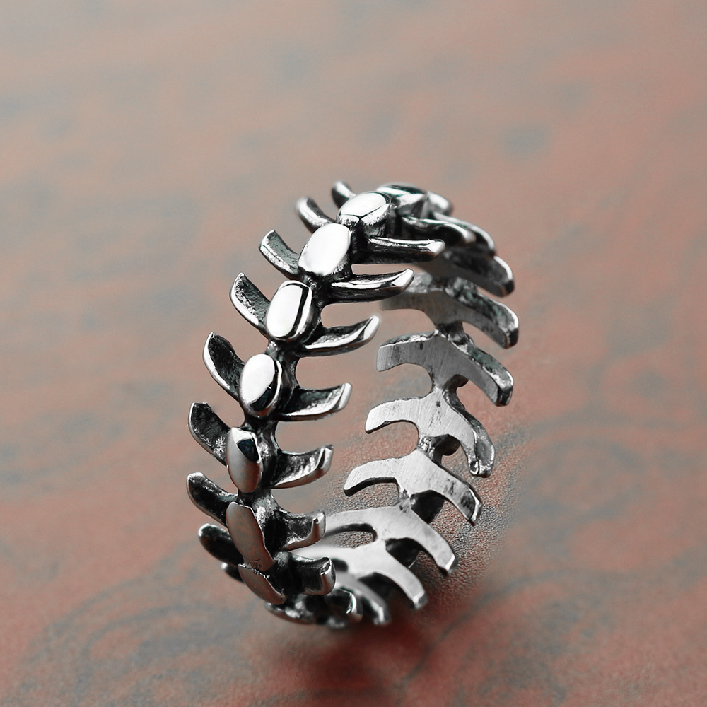 Hot Titanium Stainless Steel Dragon Fish Bone Men's Couple Ring - Image 4