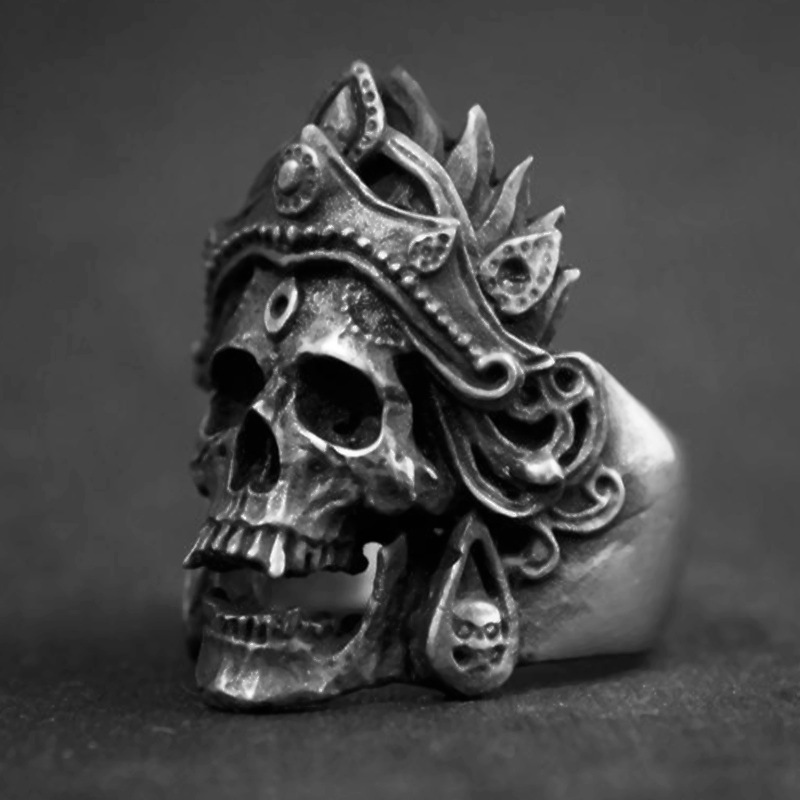 New And Unique Indian Crown Skull Ring - Image 5