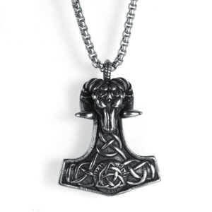 Thor’s Hammer Pendant Vintage Skull Claw Titanium Steel Necklace