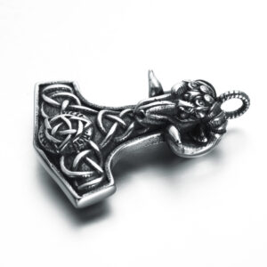 Thor’s Hammer Pendant Vintage Skull Claw Titanium Steel Necklace
