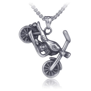 Bao Salina European And American Star Hip-Hop Retro Titanium Steel Necklace Trendy Stainless Steel Necklace Motorcycle Pendant