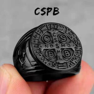 Titanium Steel Ring Cspb Cross Men’S Ring
