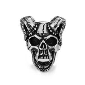 Sheep Head Personality Fashion Skull Men’s Titanium Steel Ring