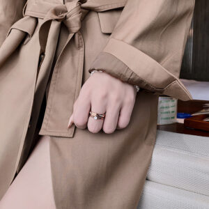 Titanium Steel Rose Gold Double Letter Rings
