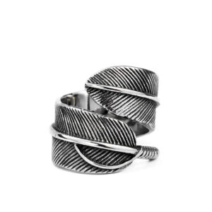 Titanium Steel Men’s Opening Takahashi Goro Feather Ring Ring