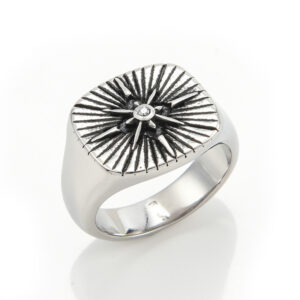 Compass logo titanium steel ring