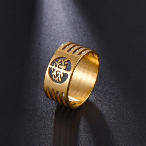 Hollow wish tree stainless steel ring