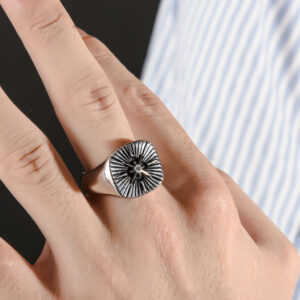 Compass logo titanium steel ring