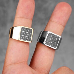 Carbon Fiber Square Titanium Steel Ring