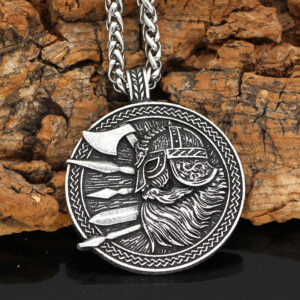 Viking Culture Odin Helmet Axe Round Men’s Accessory Necklace