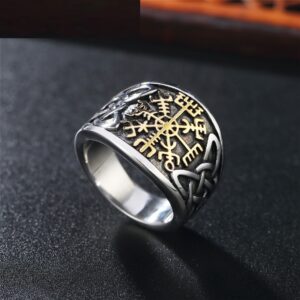 Retro Heavy Metal Style Nordic Viking Men’s Titanium Steel Ring
