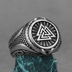 Viking Triangle Rune Titanium Steel Ring Men’s Stainless Steel Hand Jewelry