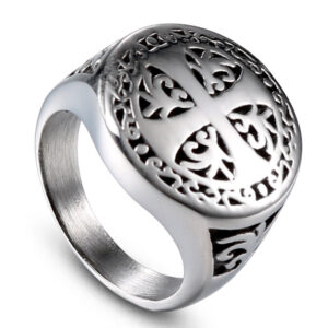 Vintage Punk Men’s Creative Stainless Steel Cross Ring