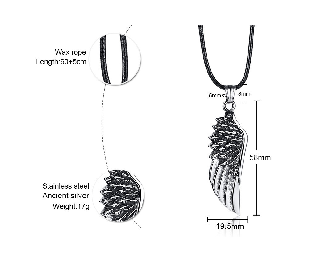 Stainless steel left wing casting pendant - Image 2