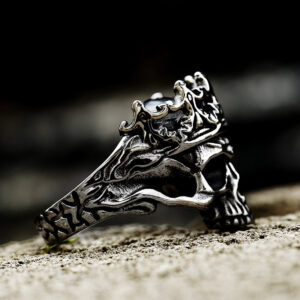 Punk Titanium Steel Skull Crown Ring