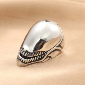 Titanium Steel Shark Head Ring Retro Fashion Men’s Accessories