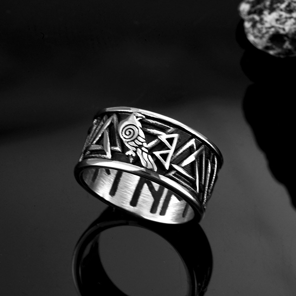 Crow Retro Stainless Steel Personalized Ring - Image 9