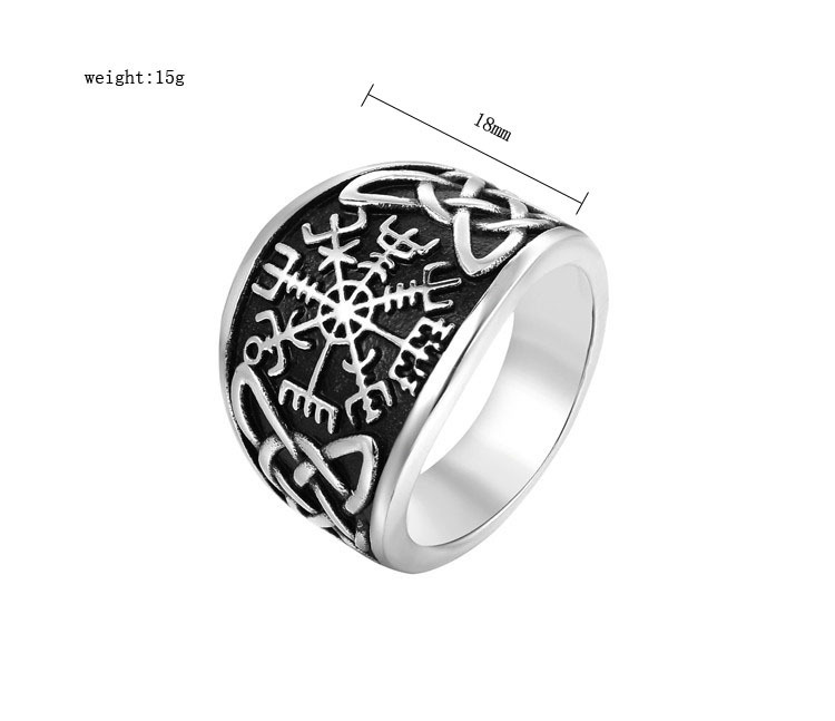 Retro Heavy Metal Style Nordic Viking Men's Titanium Steel Ring - Image 5