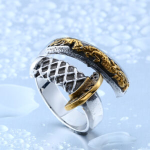 Titanium Steel Electroplated Men’s Dragon Sword Ring