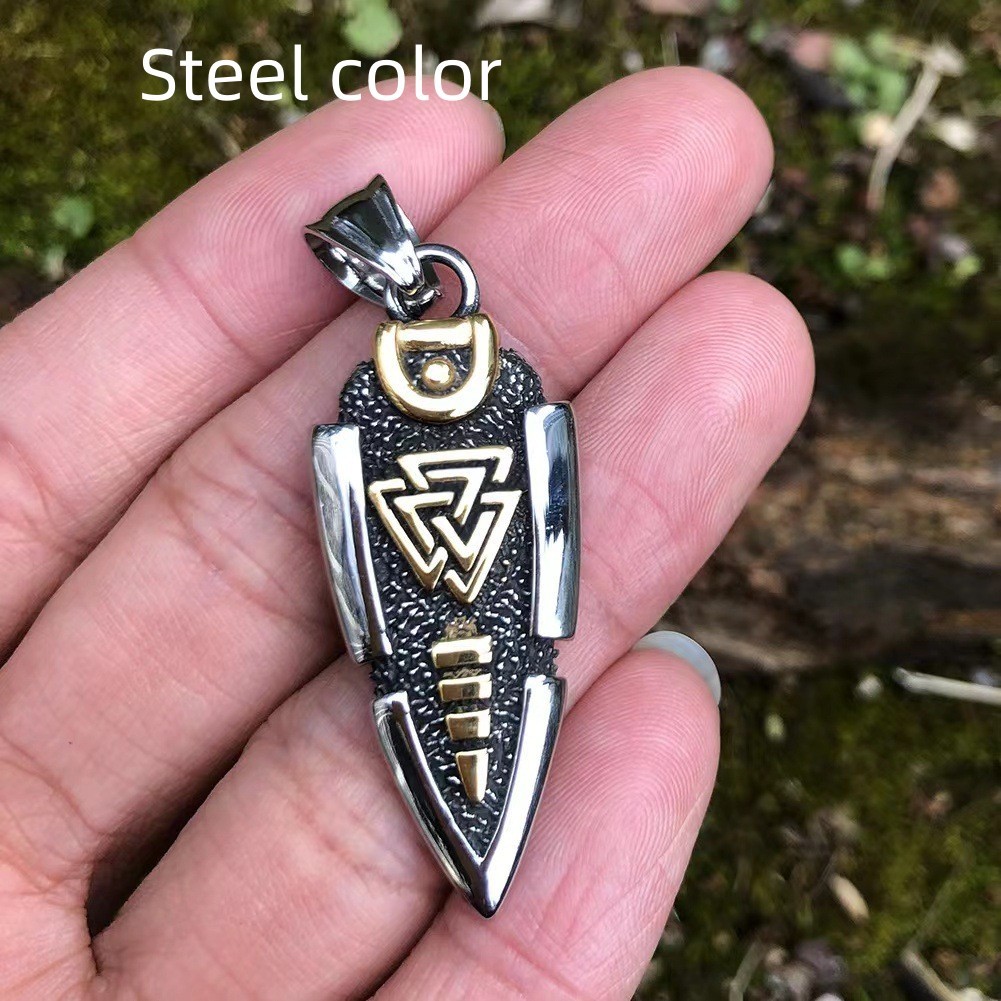 Stainless Steel Viking Arrow Pendant Triangular Rune - Image 7